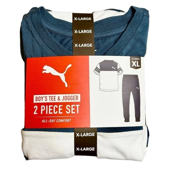 Boys Puma Tee & Jogger 2 Piece T-Shirt & Pant Set  XL - Picture 1 of 7